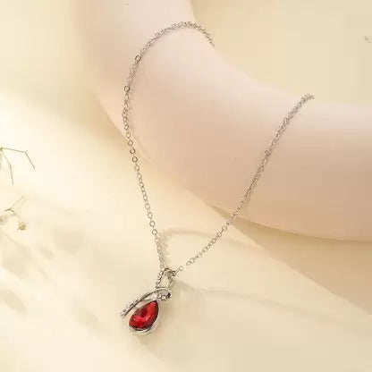 Australian Crystal Red Water Drop Pendant Chain - AJ135