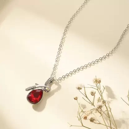 Australian Crystal Red Water Drop Pendant Chain - AJ135