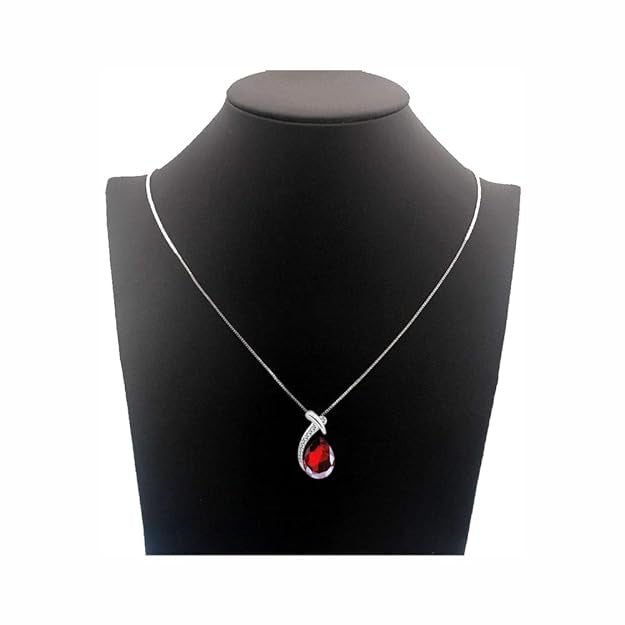 Australian Crystal Red Pendant Necklace with Earrings - AJ137