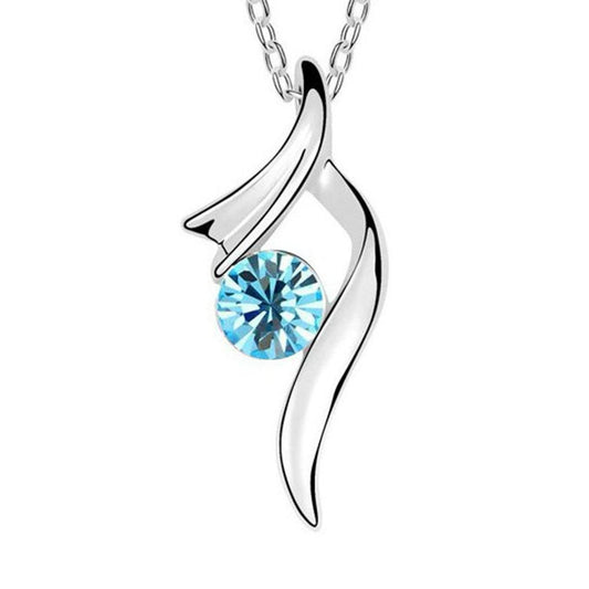 Australian Crystal Blue Water Drop Pendant Chain - AJ141